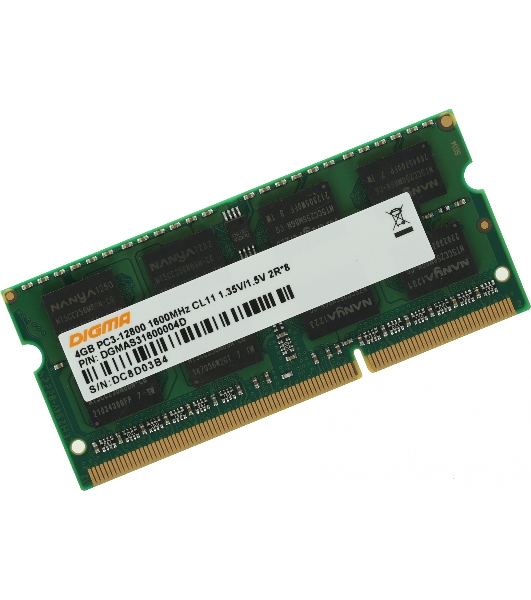 Оперативная память Digma, DDR3, 4GB (1x4 GB), 1600 MHz, CL11, SO-DIMM