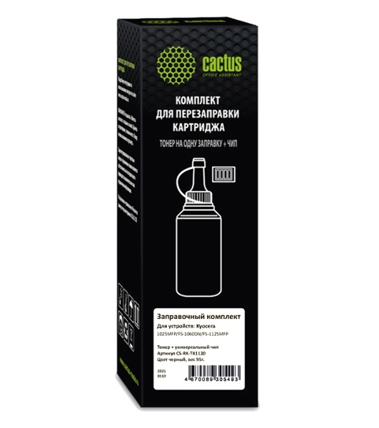 Тонер Cactus CS-RK-TK1120 черный флакон 95гр. (в компл.:чип) для принтера Kyocera FS-1025/1060/1125