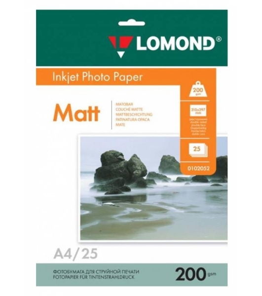 Фотобумага Lomond 0102052 A4/200г/м2/25л./белый матовое/матовое для струйной печати