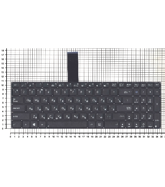 Клавиатура для ноутбука Asus K56 черная без рамки, плоский Enter