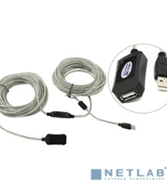 Кабель-адаптер Aopen/Qust USB2.0-repeater, удлинительный активный Am-->Af 20м (ACU823-20M) 6938510851345