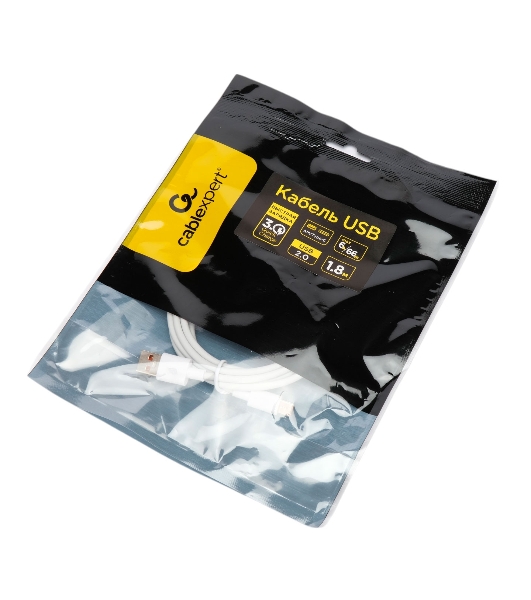 Кабель USB2.0 Cablexpert CC-USB2-AMCM-66W-1.8M-W, AM/Type-C, 6A, 66Вт, QC3.0, 1.8м, медь, белый, пакет