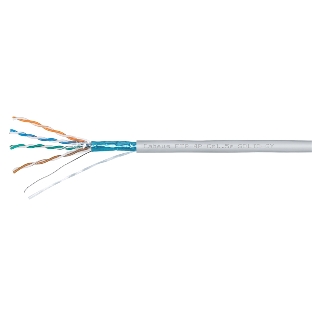 Кабель витая пара экранированная Cabeus FTP-4P-Cat.5e-SOLID-LSZH-GY FTP (F/UTP), cat. 5e, 4 пары (24 AWG), одножильный, серый, экран - фольга, LSZH, нг(А)-HF, (305 м)