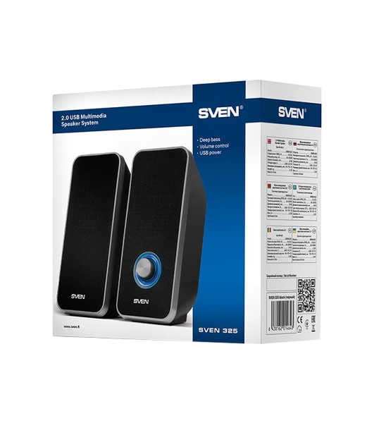 Акустическая система 2.0 SVEN 325, черный, USB, мощность 2x3 Вт(RMS) SVEN 325, черный, USB, акустическая система 2.0, мощность 2x3 Вт(RMS)