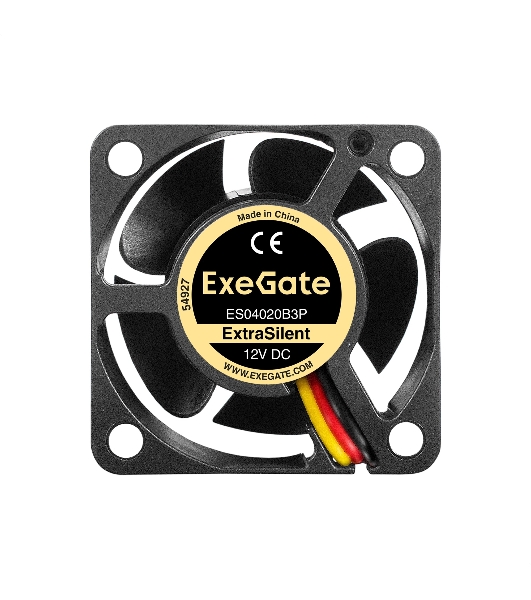 Вентилятор для корпуса ExeGate ExtraSilent ES04020B3P черный, 40 мм, 6300 об/мин, 28 дБ, 3 pin