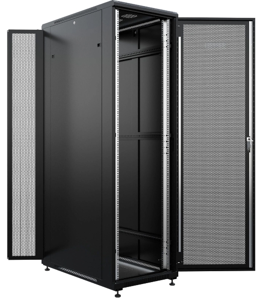 Шкаф серверный NTSS Премиум (NTSS-R42U60120PD/PDD-BL) напольный 42U 600x1200мм пер.дв.перфор. металл 900кг серый 1110мм 150кг IP20 металл