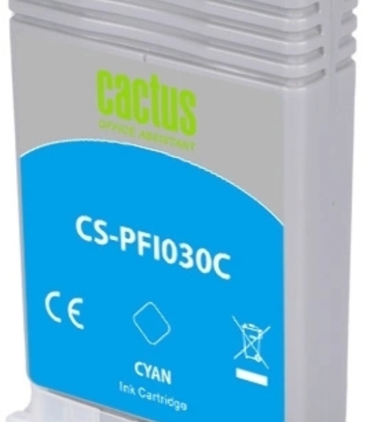Картридж струйный Cactus CS-PFI030C PFI-030C голубой (55мл) для Canon imagePROGRAF TA-20/30