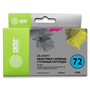 Картридж струйный Cactus CS-C9371 №72 фото голубой (130 мл.) для HP DJ T610/T620/T770/T1100/T1100/T1120/T1200
