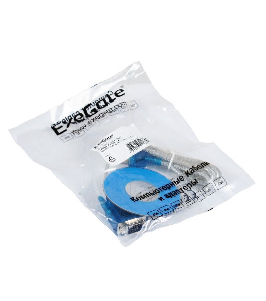 Кабель-адаптер ExeGate EX284951RUS USB 2.0-RS232 ExeGate EX-UAS-1.2 (Am/DB9M, 1,2м, крепеж разъема - винты)
