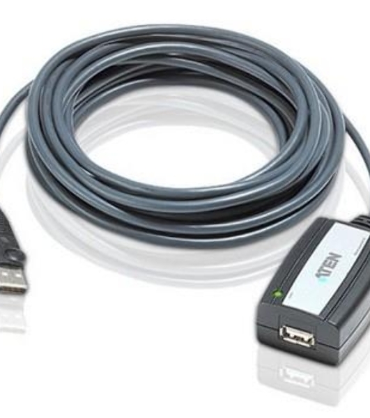 Кабель удлинитель активный(с усилителем) USB 2.0 AM/AF 5m, ATEN UE250-AT, 4 pin, опрессованный, серый