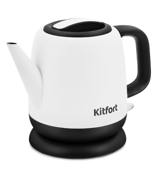 Чайник электрический Kitfort KT-6112 1 л, 1630 Вт, белый/черный (корпус: нержавеющая сталь)