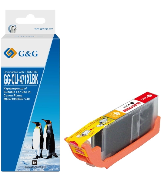 Картридж струйный G&G GG-CLI-471XLBK фото черный (10.8мл) для Canon TS5040/MG5740/MG6840/MG7740