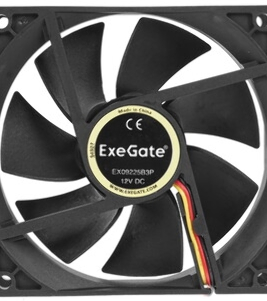 Вентилятор 12В DC ExeGate ExtraSilent ES09225S2P (92x92x25 мм, Sleeve bearing (подшипник скольжения), 2pin, 1800RPM, 21dBA)