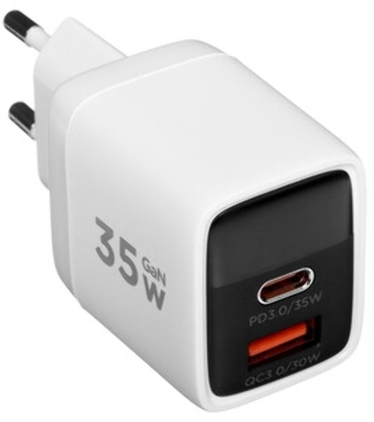 Сетевое зарядное устройство с дисплеем Cablexpert MP3A-PC-52, 35Вт GaN, QC3.0/PD3.0, 1хUSB, 1хType-C, белый, коробка