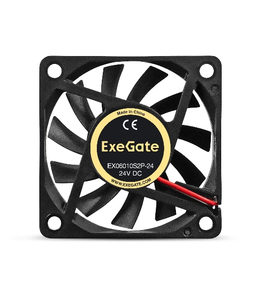 Вентилятор для корпуса ExeGate EX06010S2P-24 черный, 60 мм, 3000 об/мин, 24.1 дБ, 2 pin