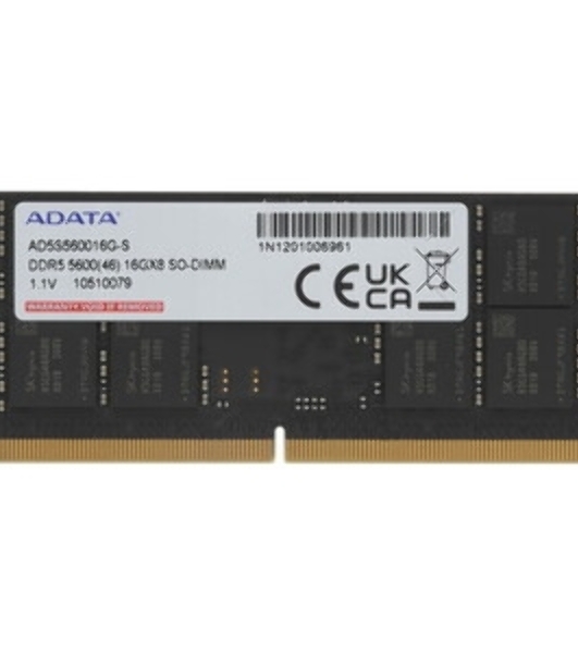 Оперативная память ADATA Premier, DDR5, 16GB (1x16GB), 5600 MHz, CL46, без радиатора, черный, SO-DIMM