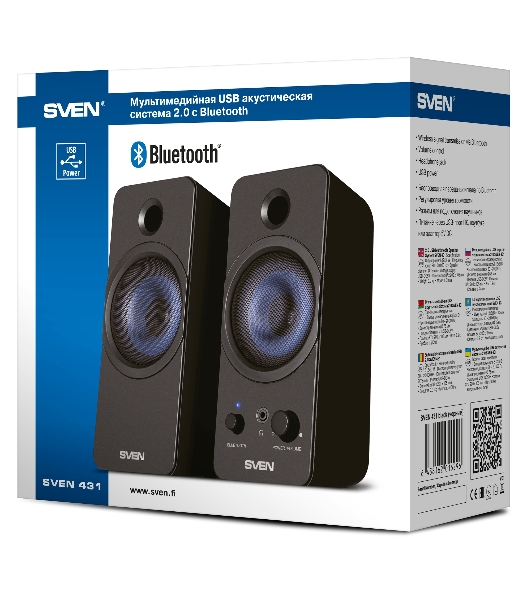 Акустическая система SVEN АС 431, черный (6 Вт, питание USB, Bluetooth)