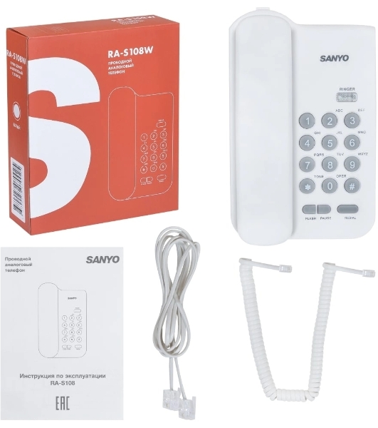 Телефон проводной SANYO RA-S108W белый