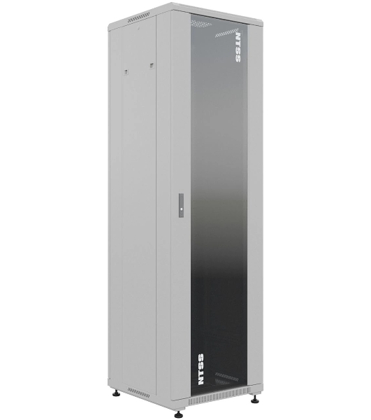 Шкаф коммутационный NTSS Премиум (NTSS-R18U6060GS) напольный 18U 600x600 мм пер. дв. стекл металл 900 кг серый 510 мм 903 мм IP20