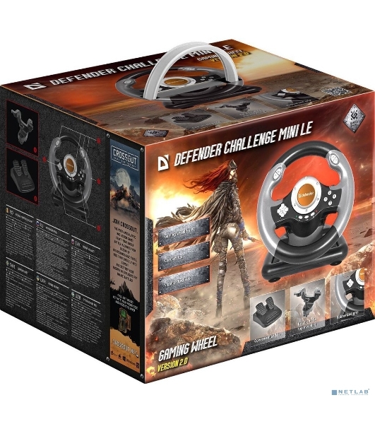 Игровой руль Defender CHALLENGE MINI Руль+ педали, 10кн., 200мм.,USB