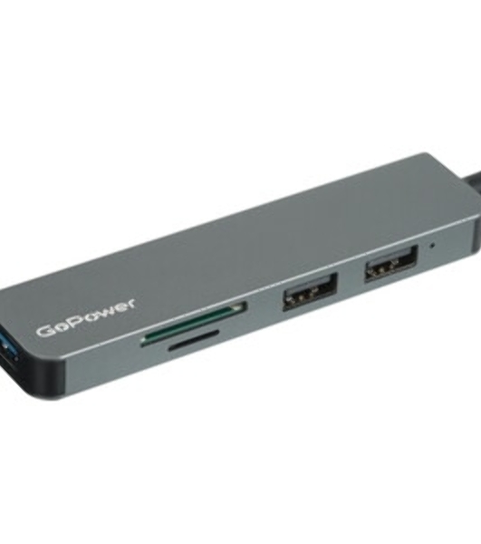 USB-концентратор GoPower GPH5-1, USB Type-C, USB/MicroSD/SD/USB Type-C, USB
