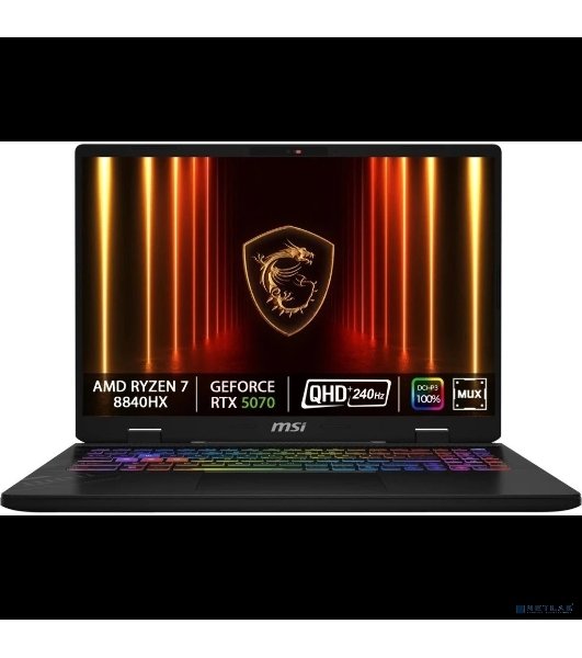Ноутбук MSI Crosshair A16 HX D8WGKG-078XRU AMD Ryzen 7 8840HX/32Gb/SSD 1Tb/RTX 5070 8Gb/16'/IPS/WQXGA/2560x1600/240Hz/NoOS/Cosmos Gray (9S7-15PL21-078)