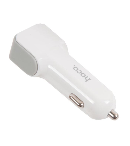 Автомобильное зарядное устройство HOCO z23 grand style dual-port car charger set with lightning cable, белый