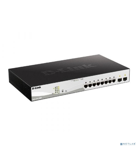 Коммутатор D-Link DGS-1210-10MP/F3A, 8×1 Гбит/с + 2×1 Гбит/с SFP, управляемый