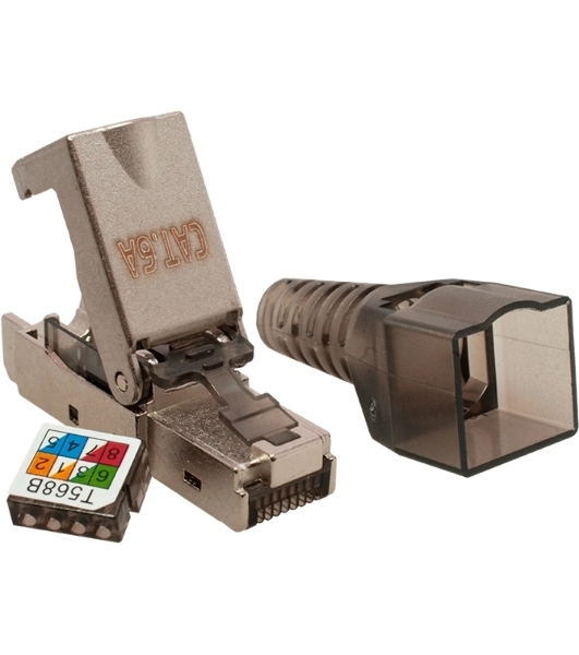 Коннектор Suprlan 10-0240-1, STP cat.6a RJ45 с защитным колпачком, серый