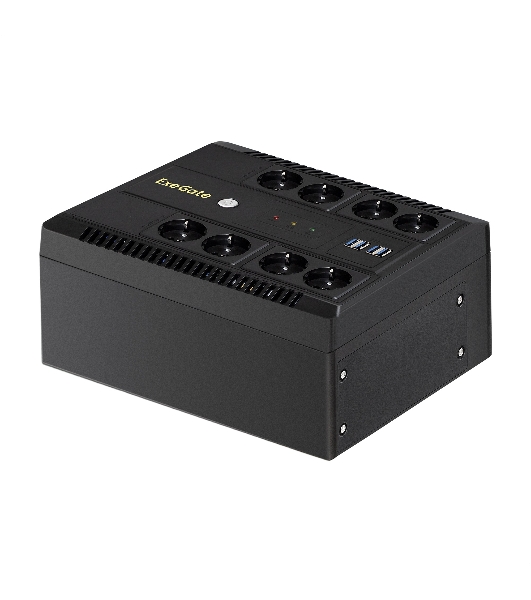 Источник бесперебойного питания ExeGate NEO NNB-1000.LED.AVR.8SH.CH 1000VA/650W, LED, AVR, 8*Schuko, 4*USB-порта для зарядки, черный