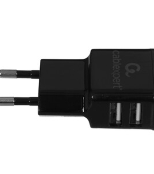 Сетевое зарядное устройство Cablexpert MP3A-PC-12 100/220V - 5V USB 2 порта, 2.1A, черный