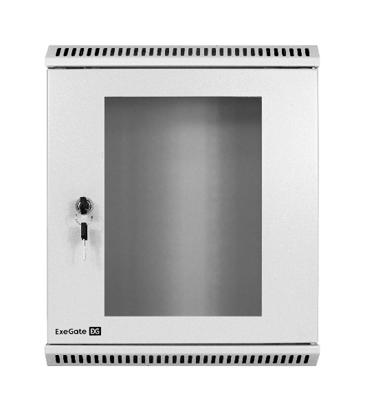 Шкаф телекоммуникационный 10' настенный 9U ExeGate EC-WM-9U.280.G.GREY (10”, 9U, 350x280x420mm (ШхГхВ), передняя дверь закаленное стекло, пыле- и влагозащита IP23, светло-серый RAL 7035)