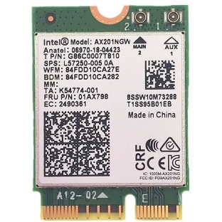 Плата сетевого контроллера Intel® Wi-Fi 6 AX201, 2230, 2x2 AX+BT, No vPro®,999TD0