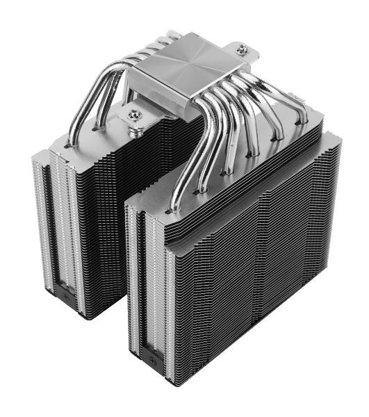 Кулер для процессора Thermalright Royal Pretor 130 (4-pin PWM, 158мм, Ni/Cu, 6x6мм, 1x120+1x130мм, 80.45CFM/81.88CFM, 29.4dBA/28.3dBA, 2150PM/1750RPM, S: 1200, 1700, 1851, 2011, 2066, 115X, AM4, AM5, silver, black)