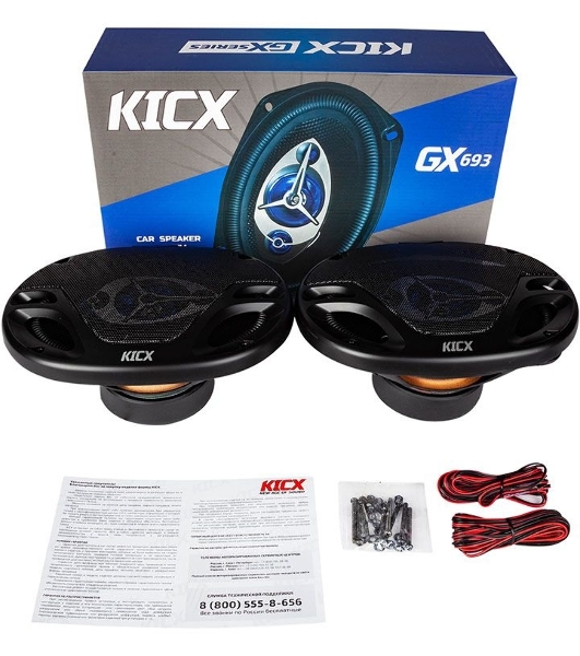 Колонки автомобильные Kicx GX-693 200Вт 92дБ 4Ом 15x23см (6x9дюйм) (ком.:2кол.) коаксиальные трехполосные