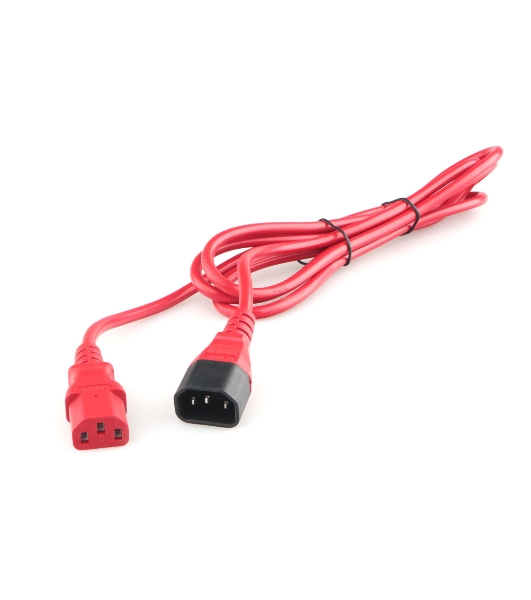 Кабель питания Cablexpert PC-189-VDE-R-1.8M, C13-С14, 3x0.75мм2, 10A, с заземлением, медь, 1.8м, красный, пакет