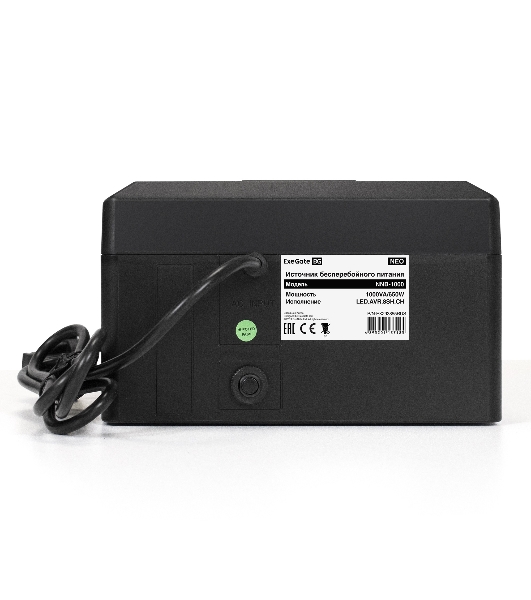 Источник бесперебойного питания ExeGate NEO NNB-1000.LED.AVR.8SH.CH 1000VA/650W, LED, AVR, 8*Schuko, 4*USB-порта для зарядки, черный