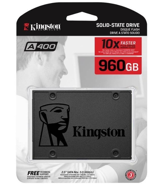 Накопитель SSD Kingston A400, 960Gb, SATA III, 2.5', R/W 500/450