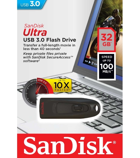 Флешка USB Sandisk 32Gb Ultra SDCZ48-032G-U46 USB3.0 черный