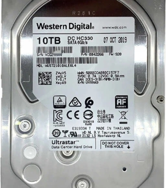 Жесткий диск Western Digital SATA 10Tb 7200RPM 6Gb/S 256MB DC HC330 0B42266