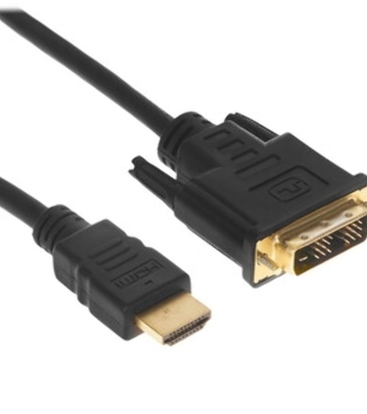 Кабель HDMI-DVI Cablexpert CC-HDMI-DVI-0.5M, 19M/19M, single link, медь, позол.разъемы, экран, 0.5м, черный, пакет