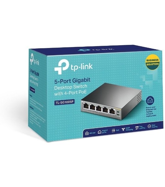 Коммутатор TP-Link SMBTL-SG1005P 5-портовый гигабитный настольный коммутатор с 4 портами PoE SMB 56W