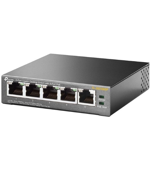 Коммутатор TP-Link SMBTL-SG1005P 5-портовый гигабитный настольный коммутатор с 4 портами PoE SMB 56W