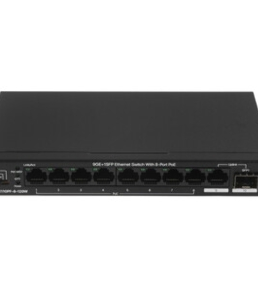 Коммутатор неуправляемый Tenda TEG1110PF-8-120W PoE, 10 портов, 9x1 Гбит/с, SFP 1х1 Гбит/с, PoE 8х30 Вт (до 102 Вт)