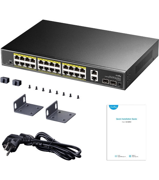 Коммутатор Cudy GS1026PS2, 24×1 Гбит/с, 2×1 Гбит/с Combo (RJ-45/SFP), 2×1 Гбит/с SFP