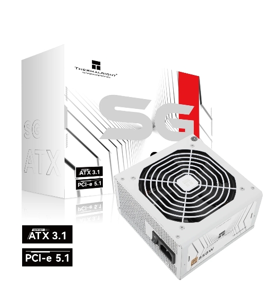 Блок питания Thermalright, 850W 80+ Gold (ATX, 3.1, PCIe 5.1, Non-modular, 1x24(20+4)pin, 1xCPU 8(4+4)pin, 2xPCIe*2 8(6+2)pin, 5xSATA3, 1x12+4pin (12VHPWR PCIe 5.1 12+4pin 600mm), 3xMOLEX4pin, Active, 120x120мм, 150x140x86mm, APFC, white)