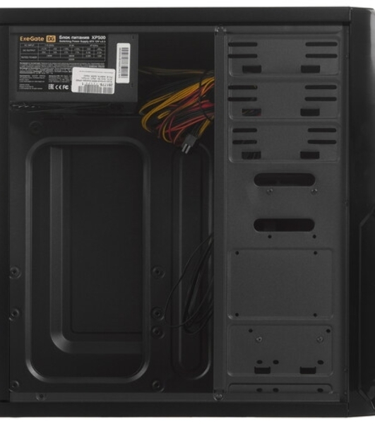 Компьютерный корпус ExeGate EX278399RUS Miditower ExeGate XP-329S Black, ATX, (XP500, Black,120мм), 2хUSB, Audio