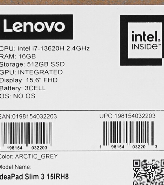 Ноутбук LENOVO IP3S-15IRH8 83EM003TPS 15' CI7-13620H 16/512Gb DOS