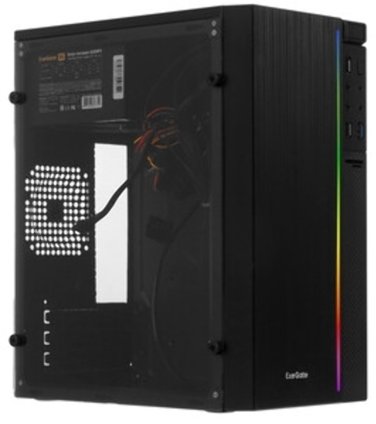 Компьютерный корпус Minitower ExeGate mEVO-9301 Black-RGb light, ATX, (600NPX), 2*USB+1*USB 3.0, HD Audio