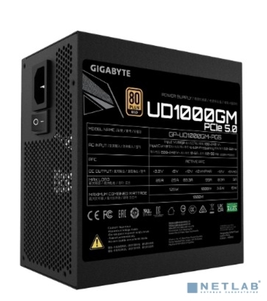 Блок питания Gigabyte GP-UD1000GM PG5 RTL, 1000Вт, 80 PLUS Gold, 120мм, модульный, черный